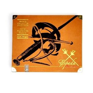 Monte Cristo Espada Guard 50x6 Cigar Box Empty Suede Top Brown w Graphics EUC!